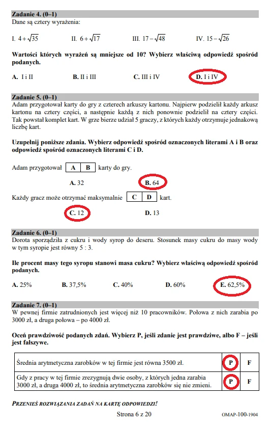 Egzamin ósmoklasisty 2019 - matematyka, str. 6