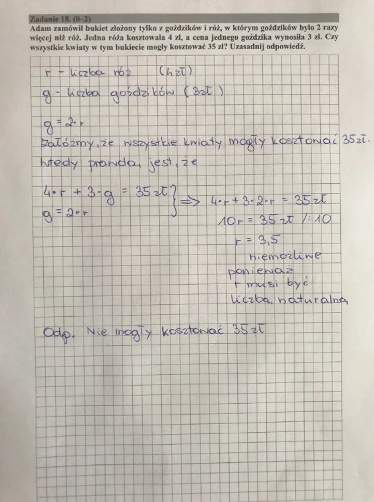 Egzamin ósmoklasisty 2019 - matematyka, zad. 18