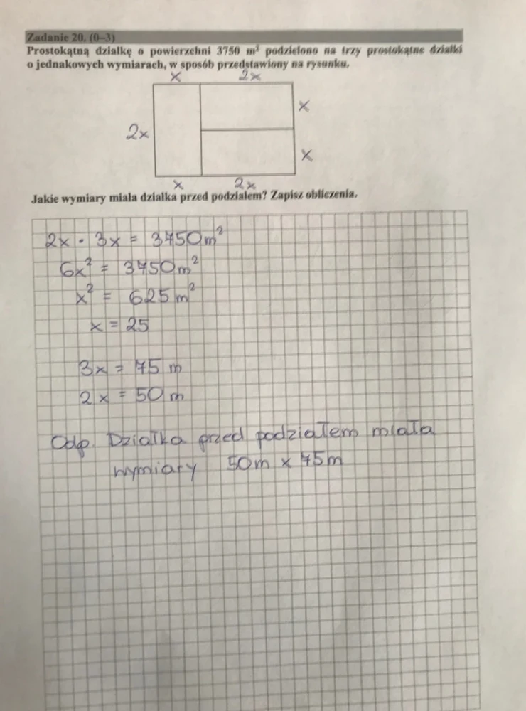 Egzamin ósmoklasisty 2019 - matematyka, zad. 20