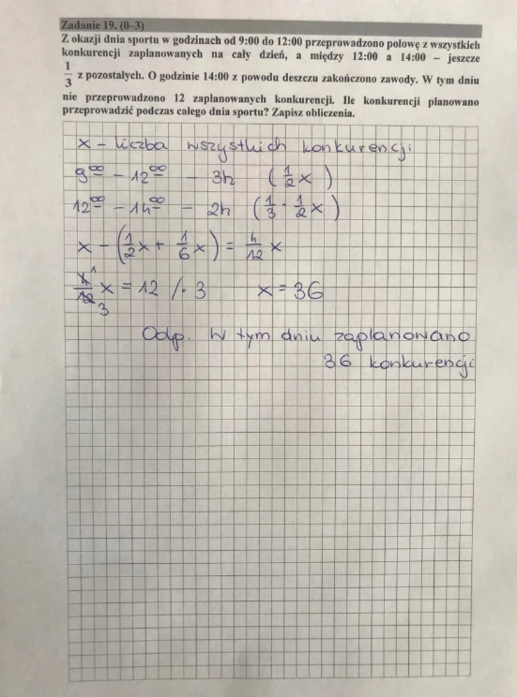 Egzamin ósmoklasisty 2019 - matematyka, zad. 19