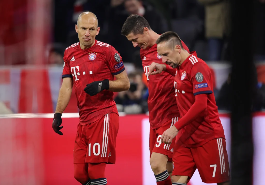 Od lewej: Arjen Robben, Robert Lewandowski i Franck Ribery