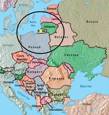 Przybliżona mapa zasięgu rakiet Iskander z Obwodu Kaliningradzkiego