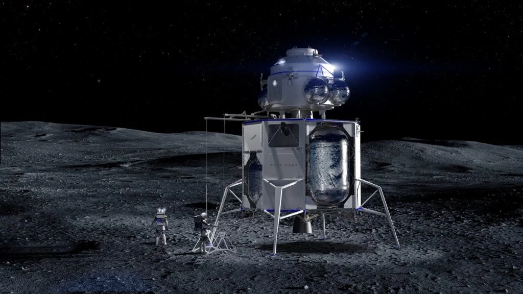 Grafika prezentująca załogową wersję lądownika Blue Moon / Fot.– Blue Origin