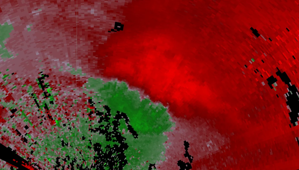 Downburst zarejestrowany na radarze meteorologicznym