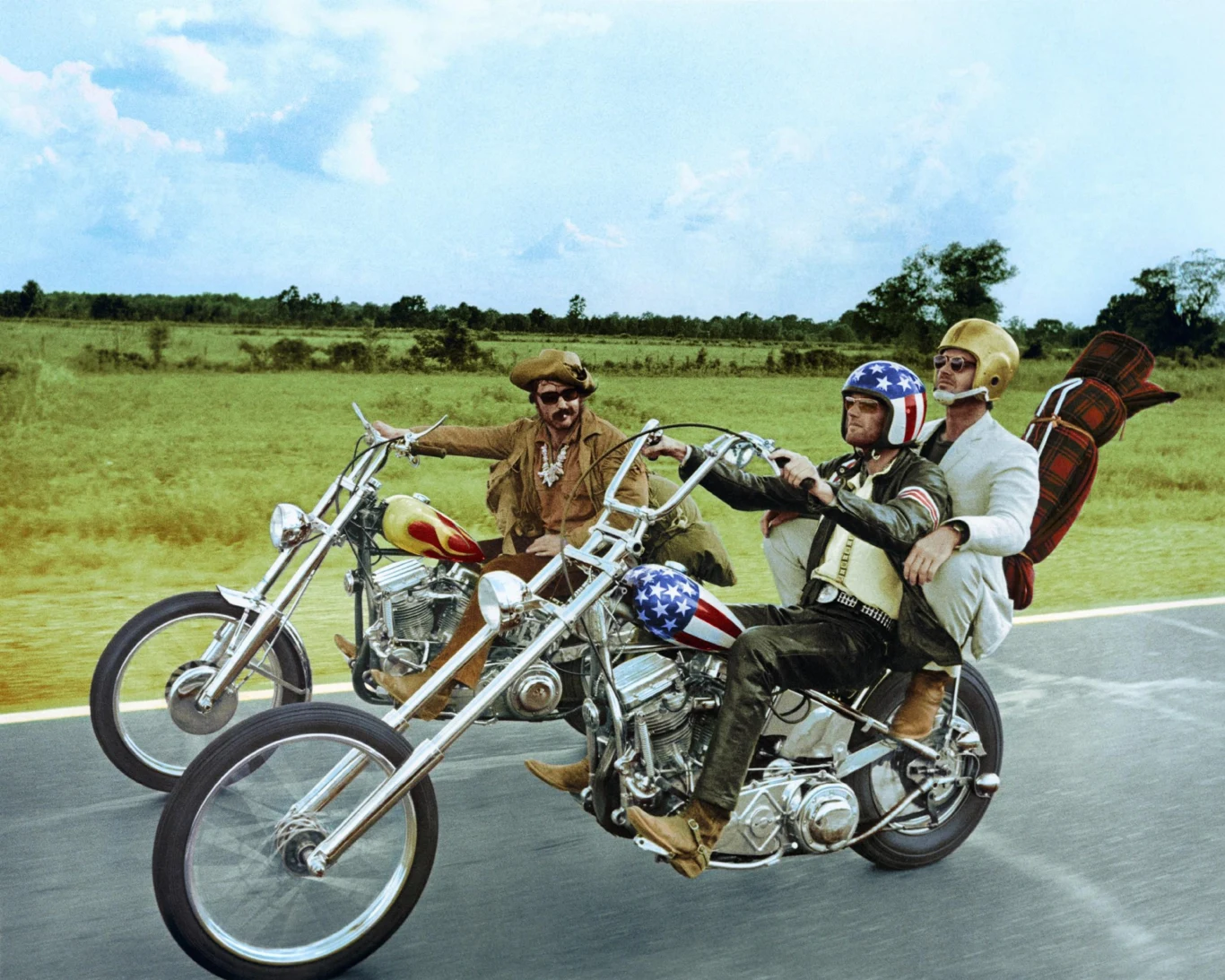 Peter Fonda, Jack Nicholson i Dennis Hopper w filmie "Easy Rider"