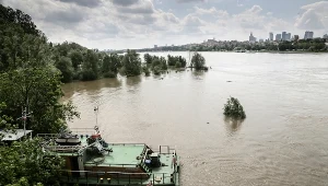 Praski brzeg Wisły w momencie przejścia fali wezbraniowej przez Mazowsze