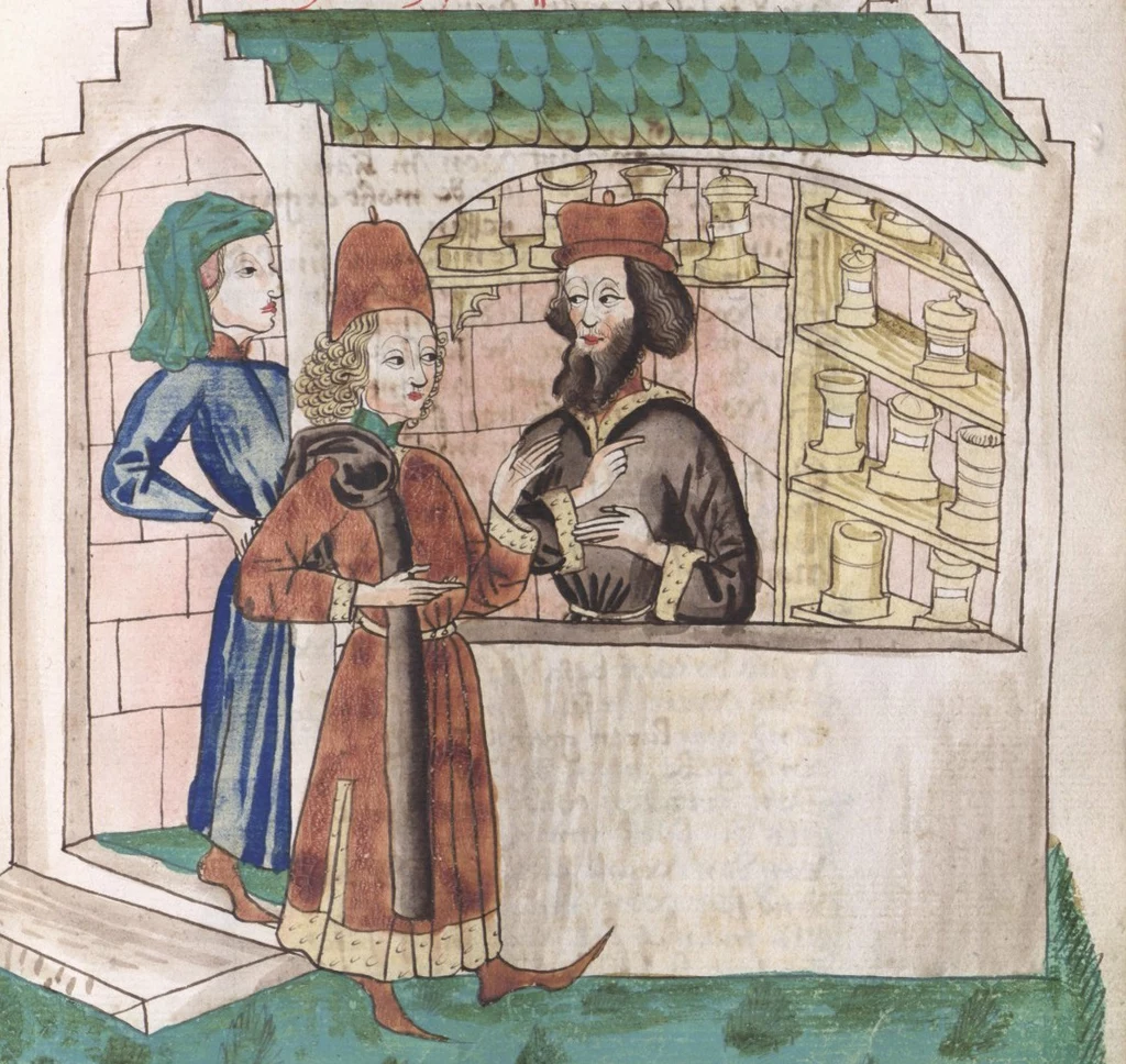 Średniowieczne i renesansowe apteki były wypełnione cudacznymi specyfikami. Niektóre z nich okazywały się zabójcze (domena publiczna)