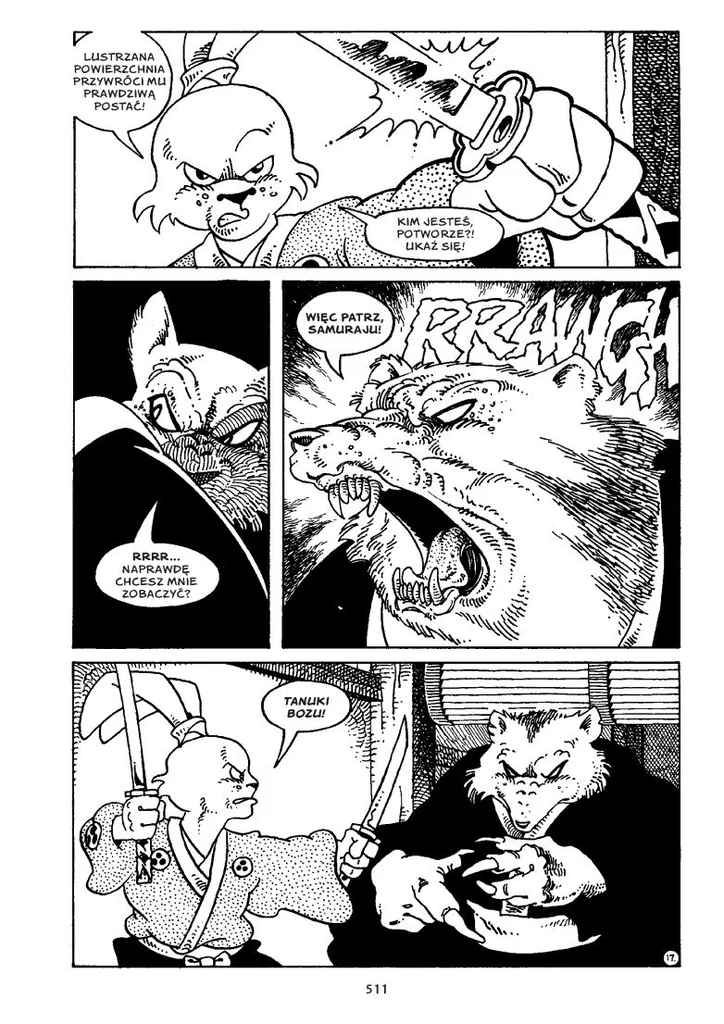 Plansza z komiksu "Usagi Yojimbo Saga. Księga 1", którego autorem jest Stan Sakai