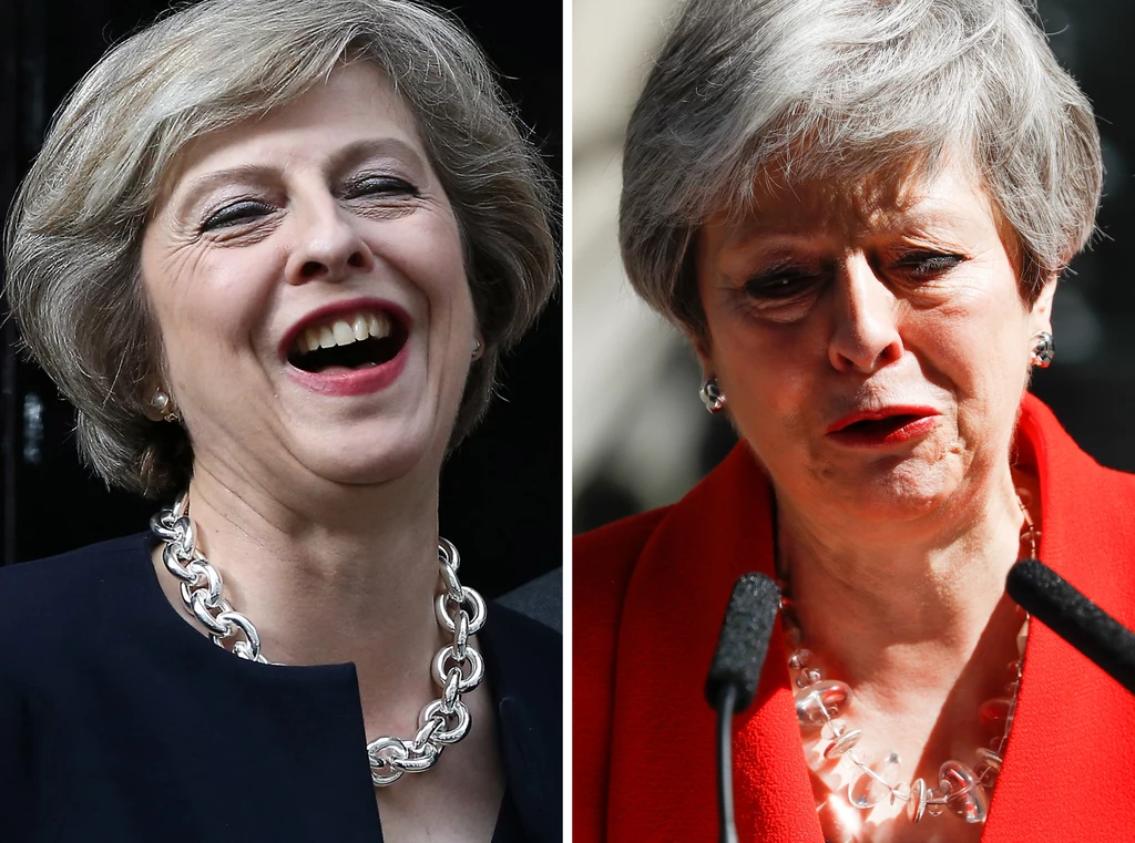 Theresa May pierwszego dnia urzędowania na Downing Street (13 czerwca 2016 roku) i tuż po oznajmieniu o podjęciu decyzji o dymisji (24 maja 2019 roku) Theresa May pierwszego dnia urzędowania na Downing Street (13 czerwca 2016 roku) i tuż po oznajmieniu o podjęciu decyzji o dymisji (24 maja 2019 roku)
