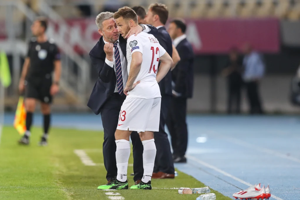 Maciej Rybus i selekcjoner Jerzy Brzęczek