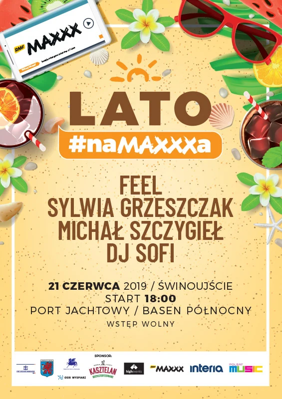 Plakat reklamujący "Lato #naMAXXXa" w Świnoujściu