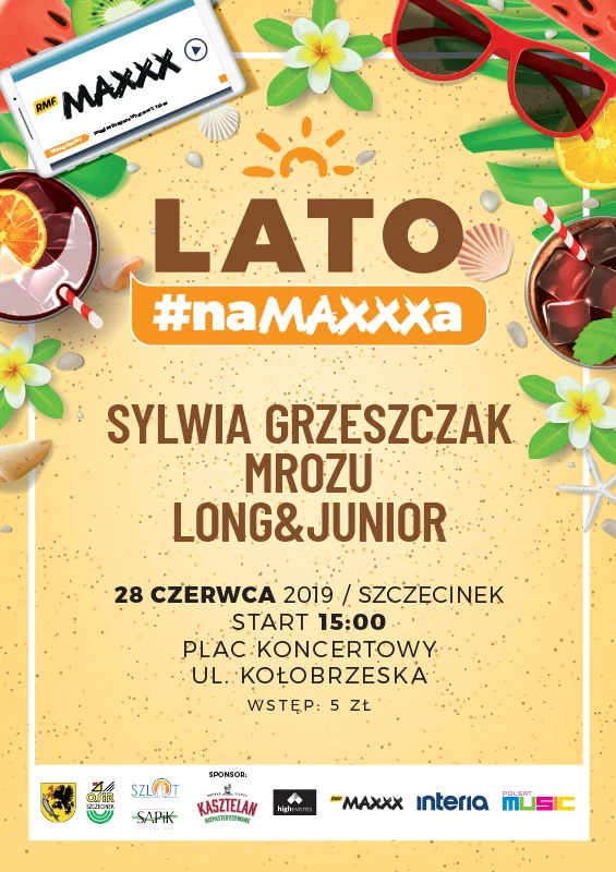 Plakat zapowiadający "Lato #naMAXXXa" w Szczecinku
