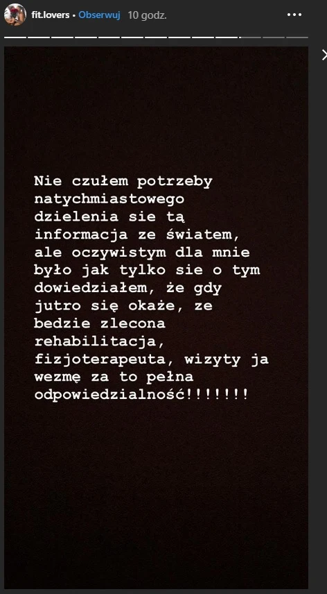 Wypowiedź Mateusza Janusza z "Fit Lovers" 