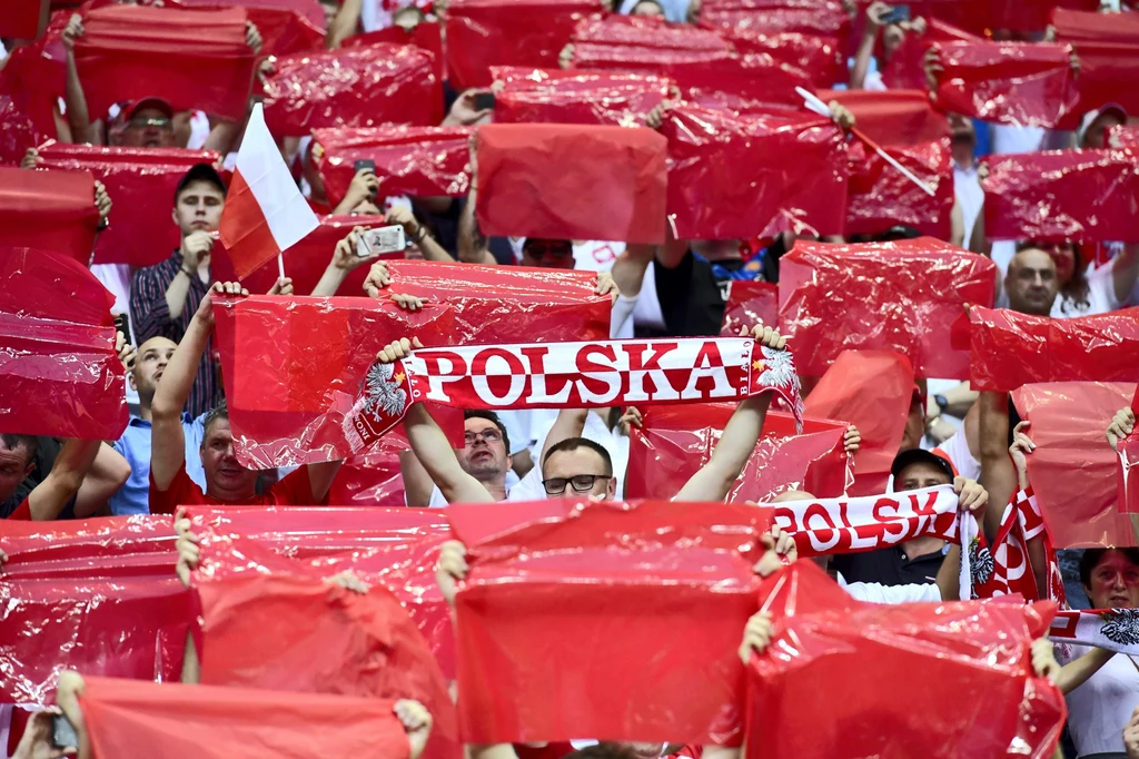 Kibice reprezentacji Polski podczas meczu eliminacyjnego grupy G piłkarskich mistrzostw Europy z Izraelem