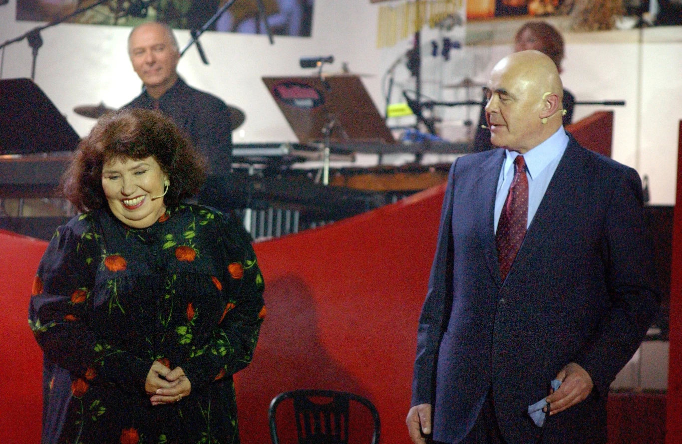 Zofia Merle i Stanisław Tym na jubileuszu Wiktora Zborowskiego