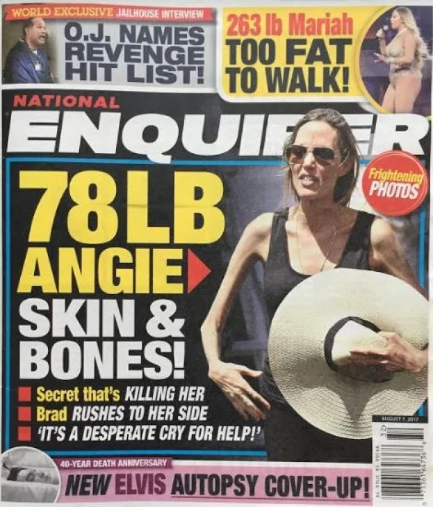 Angelina na jednej z okładek "National Enquirer"  Angelina na jednej z okładek "National Enquirer"