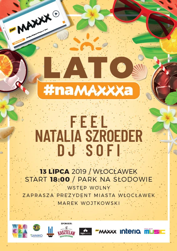 Plakat zapowiadający "Lato #naMAXXXa" we Włocławku