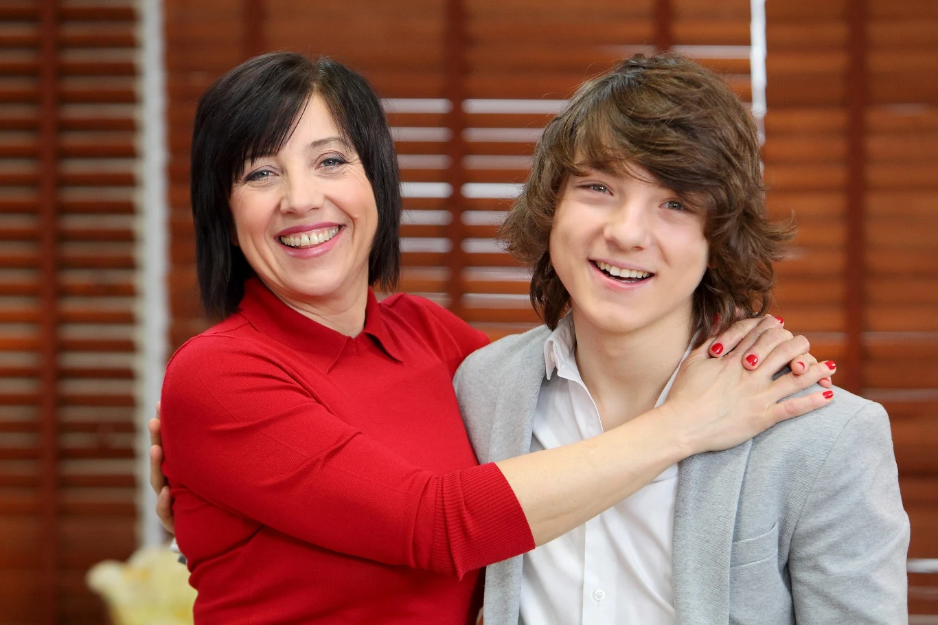 Hanna Śleszyńska z synem Kubą Gąsowskim w 2013 roku Hanna Śleszyńska z synem Kubą Gąsowskim w 2013 roku