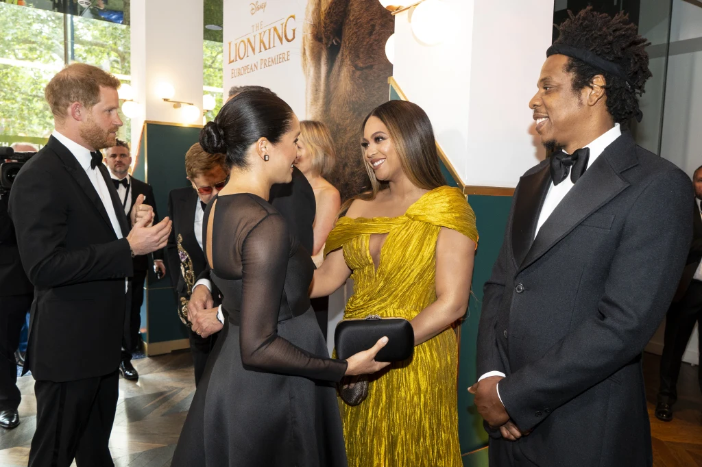 Meghan Markle i książę Harry podczas rozmowy z Beyonce i Jay-Z Meghan Markle i książę Harry podczas rozmowy z Beyonce i Jay-Z