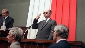 Moment zaprzysiężenia Wojciech Jaruzelskiego na prezydenta PRL