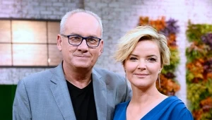 Monika Zamachowska i Michał Olszański na planie programu TVP "Pytanie na śniadanie"