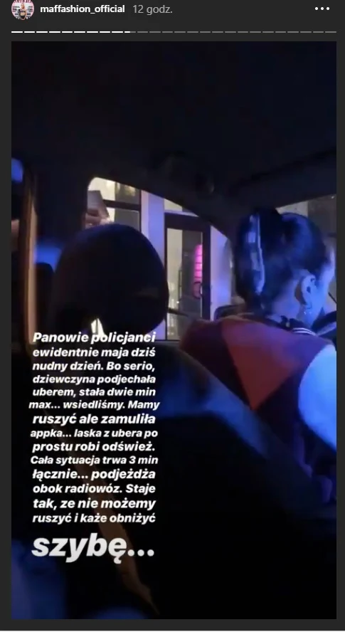 Maffashion zatrzymana przez policję w Uberze Maffashion zatrzymana przez policję w Uberze