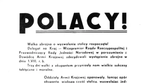 Ulotka dowództwa Armii Krajowej wydana trzy dni po rozpoczęciu powstania
