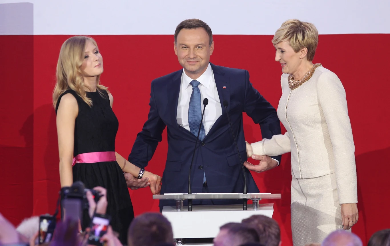 Andrzej Duda z córką i żoną Andrzej Duda z córką i żoną