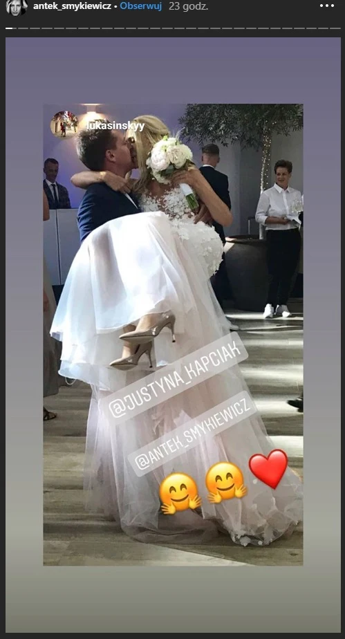 Antek Smykiewicz z żoną Justyną 