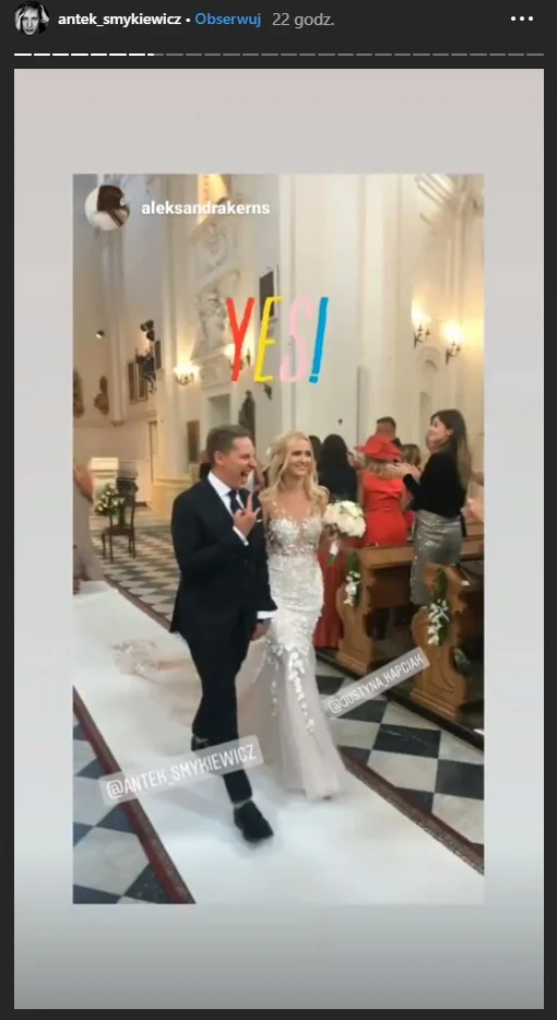 Antek Smykiewicz z żoną Justyną 