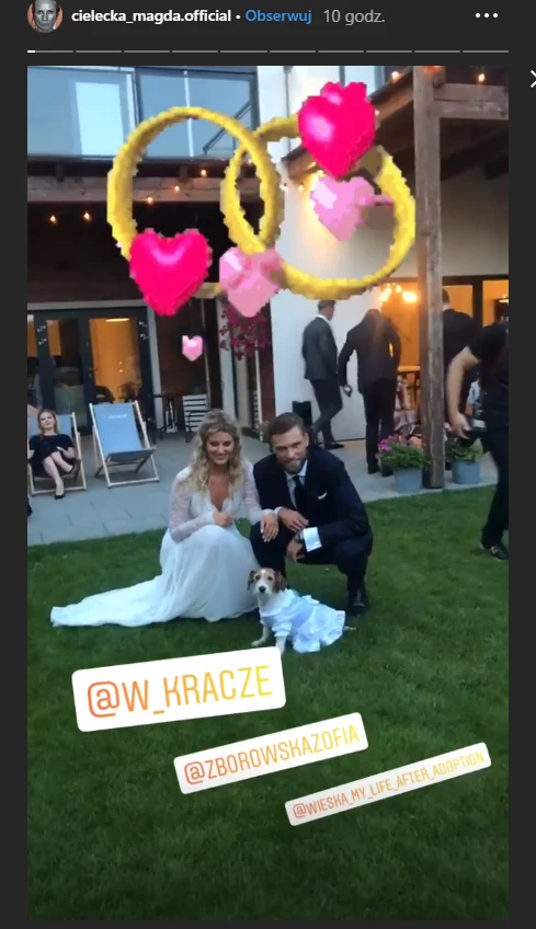 Państwo młodzi z najważniejszym gościem imprezy