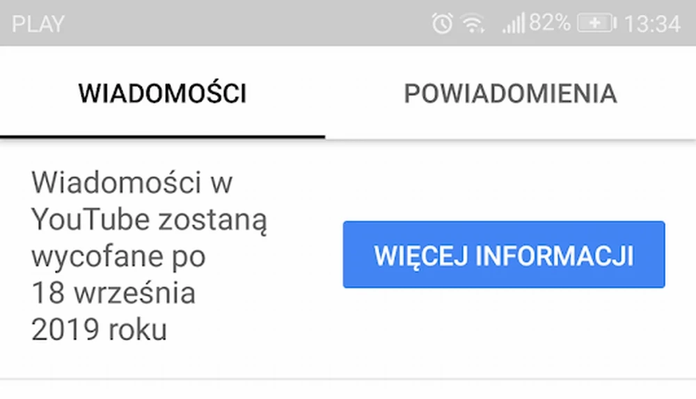 Wiadomości YT przestaną działać