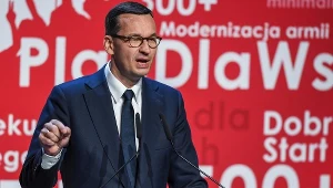 Premier Mateusz Morawiecki podczas konwencji regionalnej PiS w Toruniu