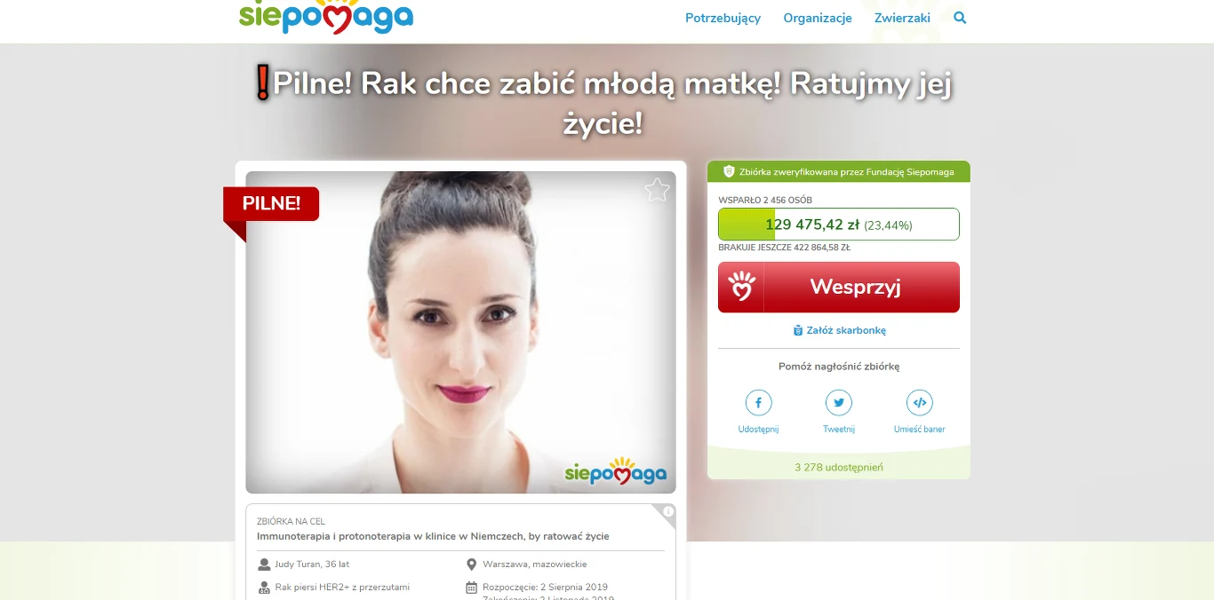 Judyta Turan apeluje o pomoc