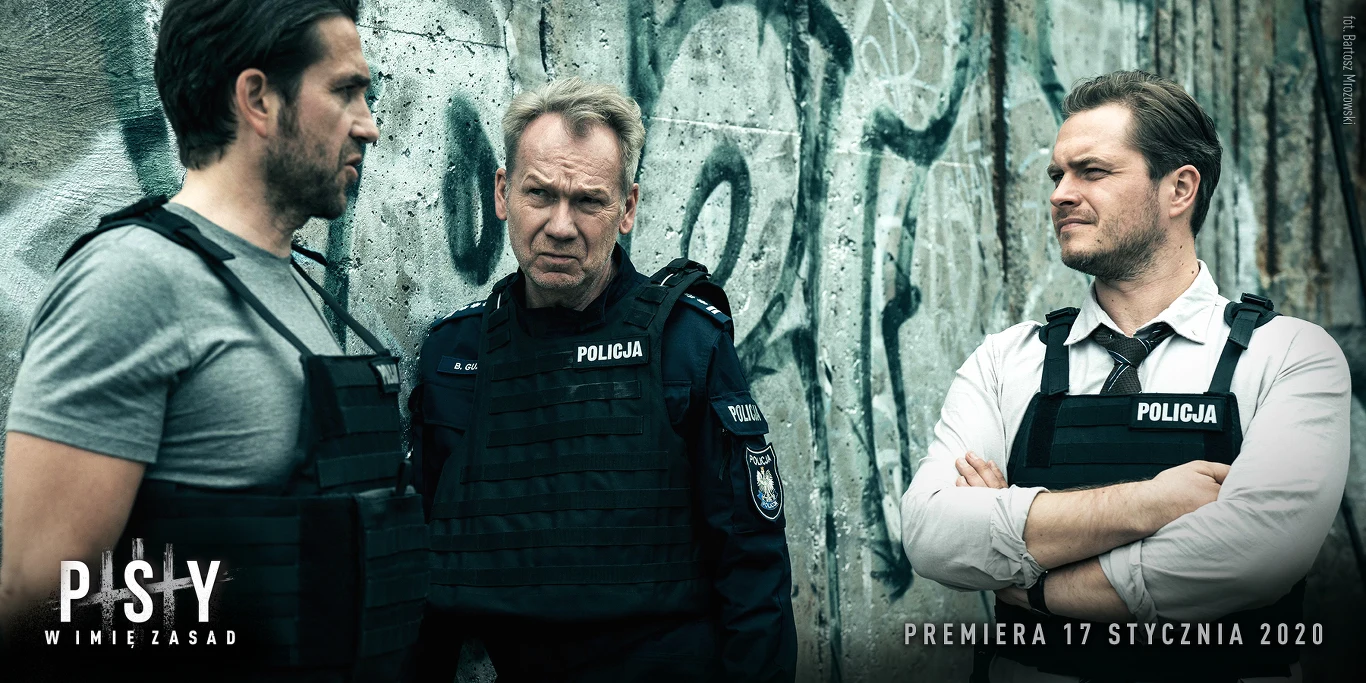 Mirosław Baka (C) na planie filmu "Psy 3. W imię zasad"