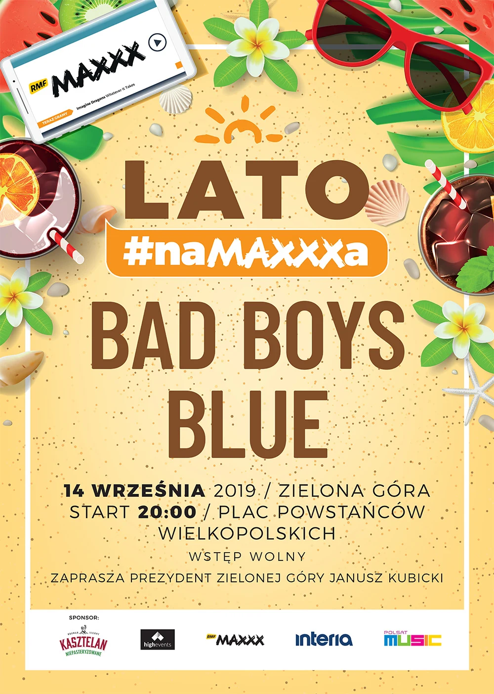Plakat zapowiadający "Lato #naMAXXXa" w Zielonej Górze
