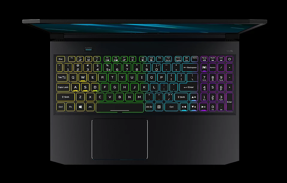 Jasny 15,6-calowy ekran Full HD z matrycą IPS i wąską ramką ma częstotliwość odświeżania 144 Hz i — dzięki funkcji overdrive — bardzo krótki czas reakcji 3 ms. Jasny 15,6-calowy ekran Full HD z matrycą IPS i wąską ramką ma częstotliwość odświeżania 144 Hz i — dzięki funkcji overdrive — bardzo krótki czas reakcji 3 ms.