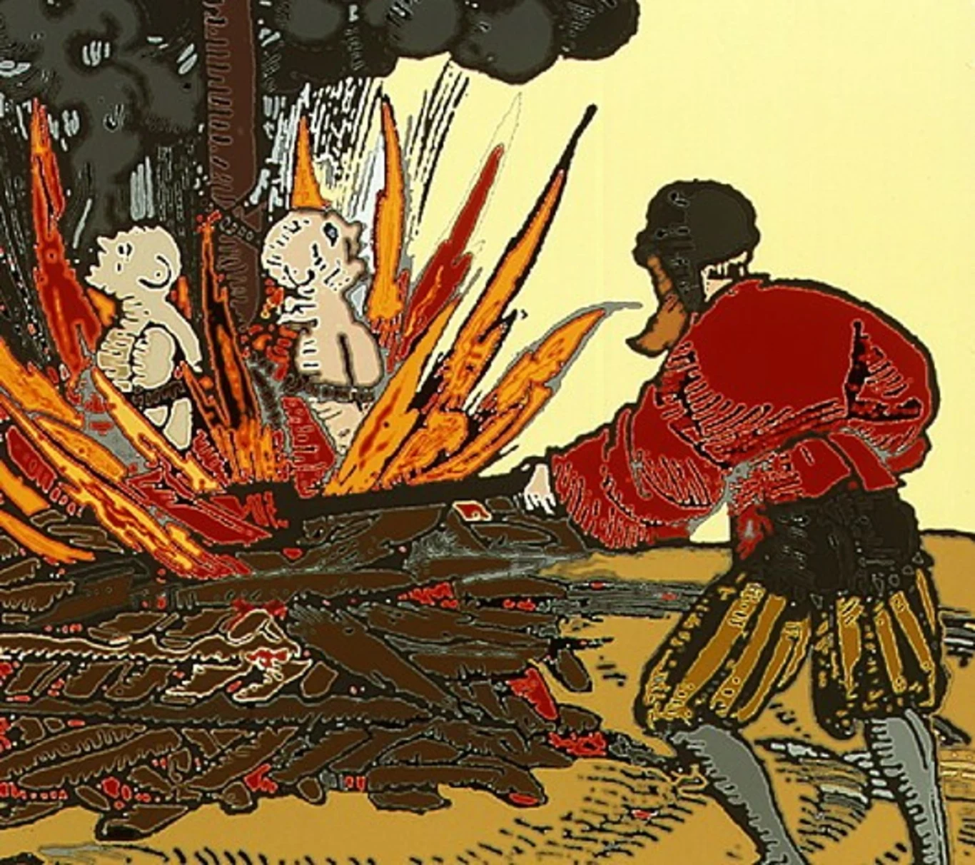 Ilustracja z czasów zarazy: palenie na stosie chorych na dżumę Ilustracja z czasów zarazy: palenie na stosie chorych na dżumę