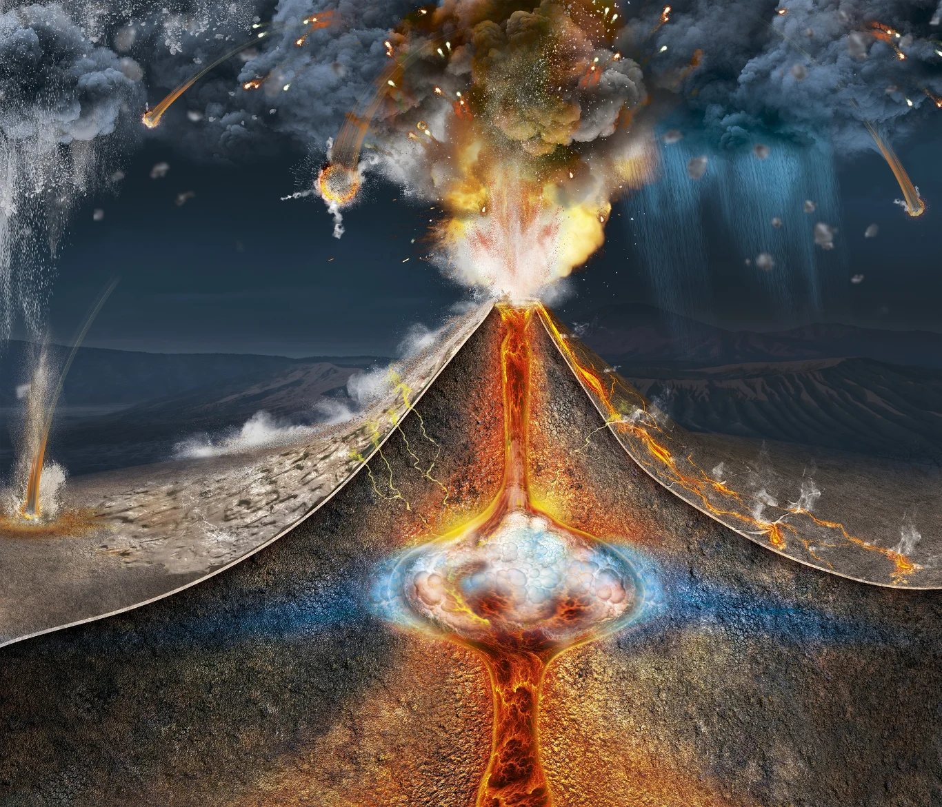 Grafika obrazująca erupcję wulkanu Tambora Grafika obrazująca erupcję wulkanu Tambora