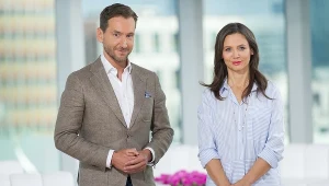 Piotr Kraśko z Kingą Rusin na planie "Dzień Dobry TVN"
