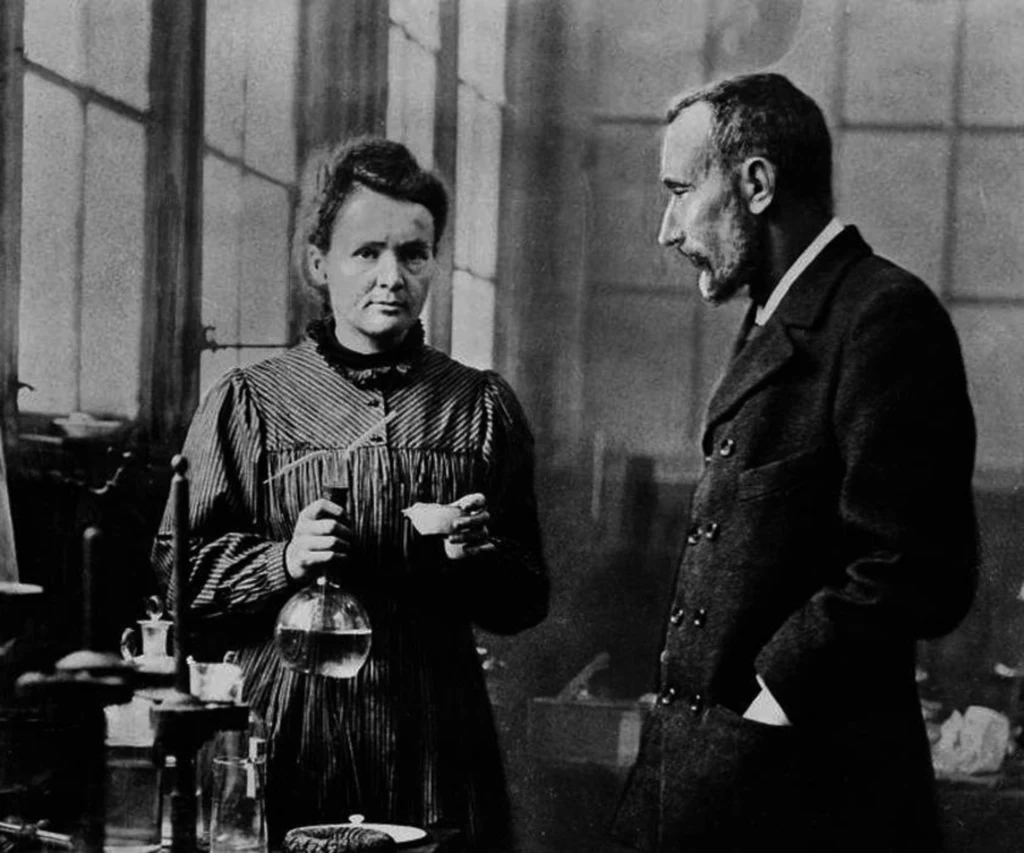 Maria Skłodowska-Curie z mężem Piotrem