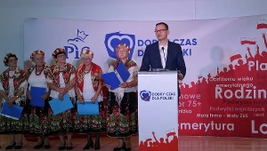 Premier Mateusz Morawiecki podczas spotkania z wyborcami w Ciechanowie