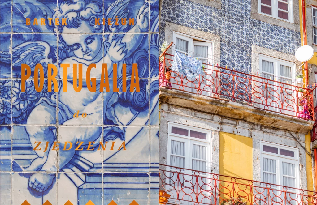 Okładka książki "Portugalia do zjedzenia" i fragment jednej z kamienic w Porto