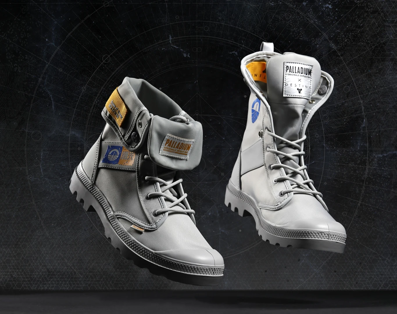 Inspiracją do powstania obuwia Pampa Baggy Taikonaut był egzotyczny hełm noszony w grze przez pierwszych chińskich astronautów, dokonujących kolonizacji Księżyca w uniwersum Destiny. Buty dostępne będą w mglistoszarej wersji kolorystycznej z dodatkami w kolorach „stali zgrzewnej” oraz „matowego złota”. Księżycowe buty Pampa Baggy oferowane są w jasnej kolorystyce przypominającej kolor skały księżycowej, trafnie nazwanej „mglistą”. Ozdobione zostały motywami z opuszczonych ośrodków badań rozmieszczonych na Księżycu w Destiny. 