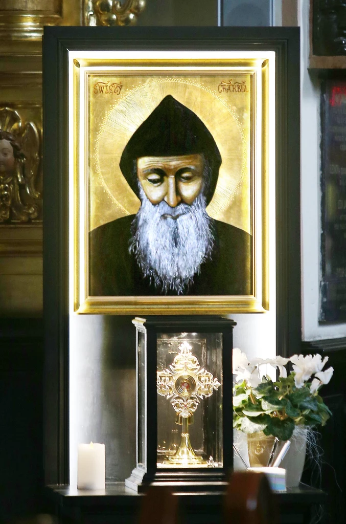 Obraz św. Charbela w krakowskim kościele św. Krzyża