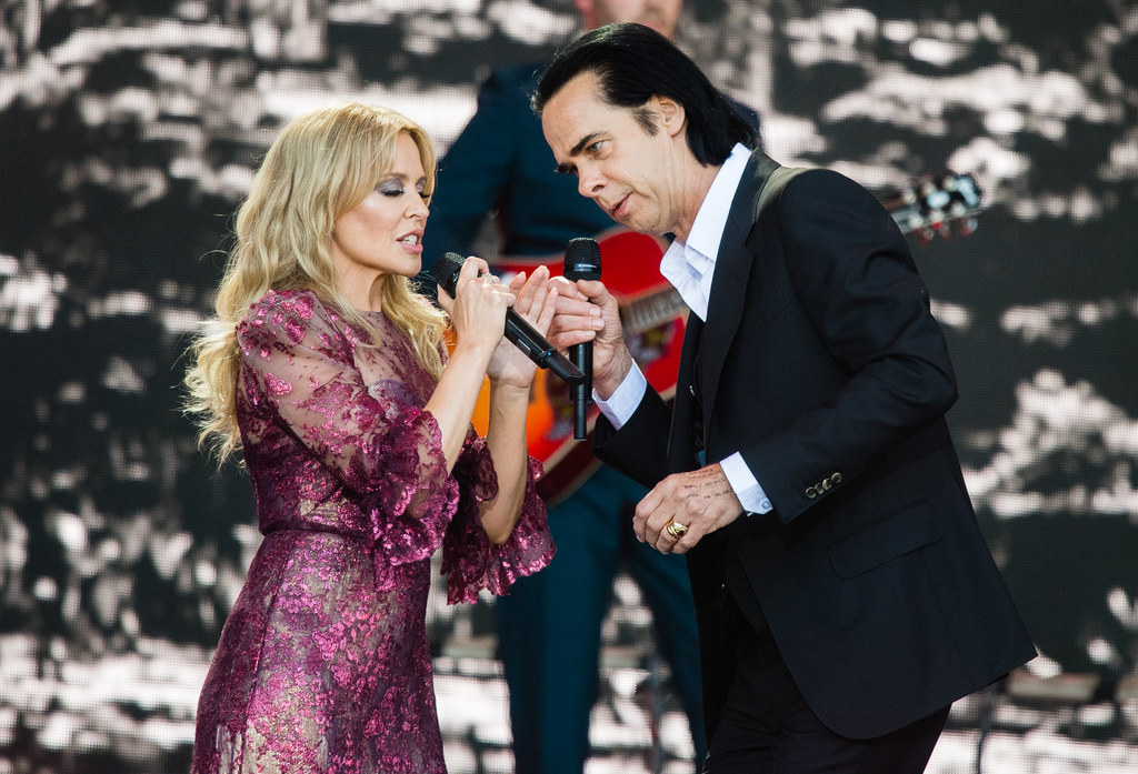 Nick Cave i Kylie Minogue podczas festiwalu Glastonbury 2019