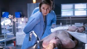 Anita Jancia (Renata Różanska) na planie trzeciego sezonu serialu "Ślad" 