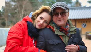 Anna Dereszowska z ojcem na planie programu "Starsza pani musi fiknąć"