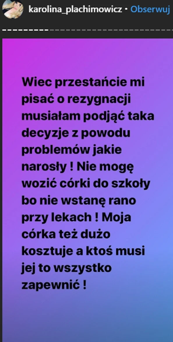 Karolina Plamichowicz o oddaniu córki Karolina Plamichowicz o oddaniu córki