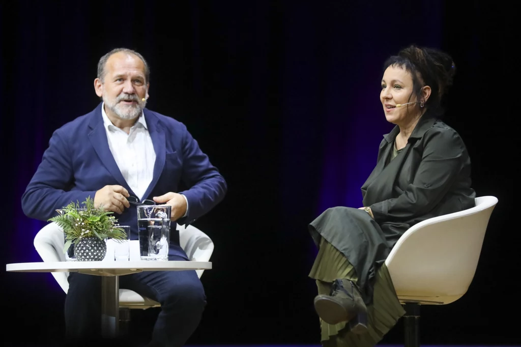 Olga Tokarczuk i prof. Michał Paweł Markowski, fot.Beata Zawrzel/REPORTER